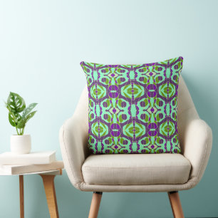 Mazipoodles Neuro Art - Spearmint Purple Green Throw Pillow