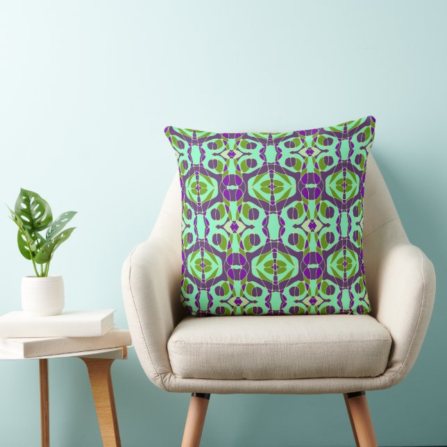Mazipoodles Neuro Art - Spearmint Purple Green Throw Pillow (Chair)