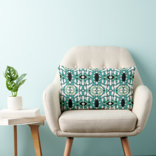 Mazipoodles Neuro Art - Teal Green White Mint Lumbar Pillow