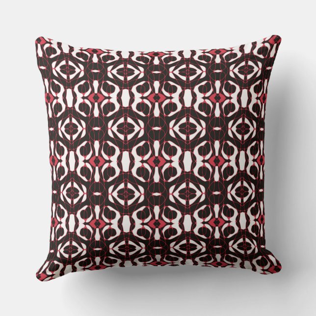 Mazipoodles Neuro Art - White Red Black Throw Pillow (Back)