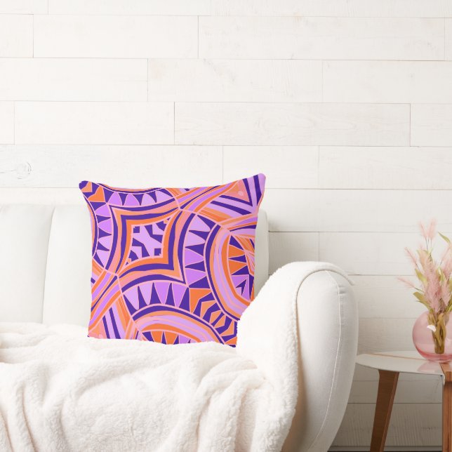 Mazipoodles New Fish Head Leaves Jazz Funk Orange  Throw Pillow (Couch)