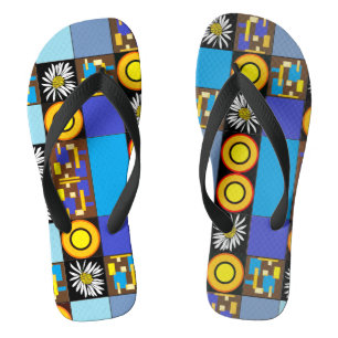 Mazipoodles Patchwork Quilt 3 Blue Flip Flops