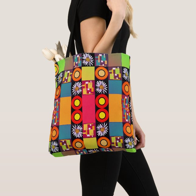 Mazipoodles Patchwork Quilt 4 Multi Tote Bag (Close Up)