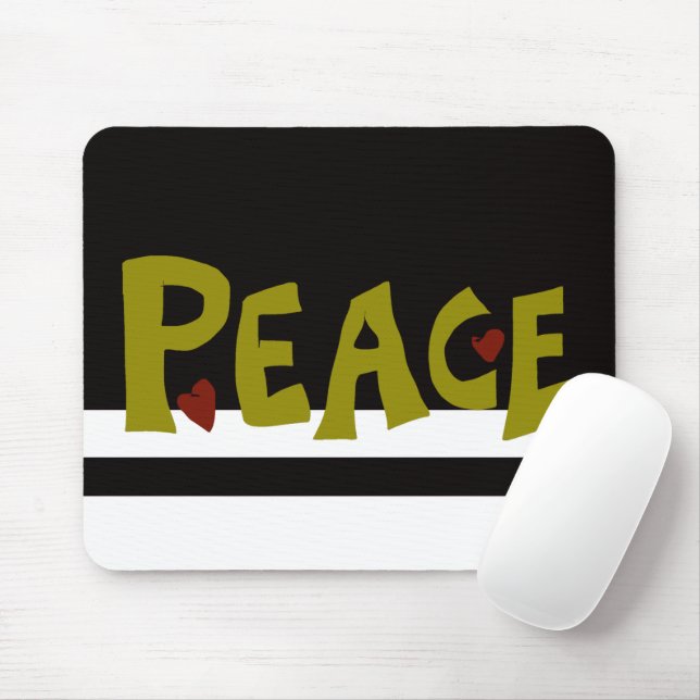 MAZIPOODLES Peace Olive Green Mouse Pad (With Mouse)