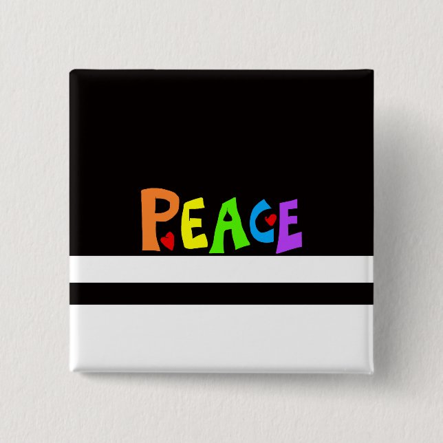 MAZIPOODLES Peace Rainbow 2 Inch Square Button (Front)