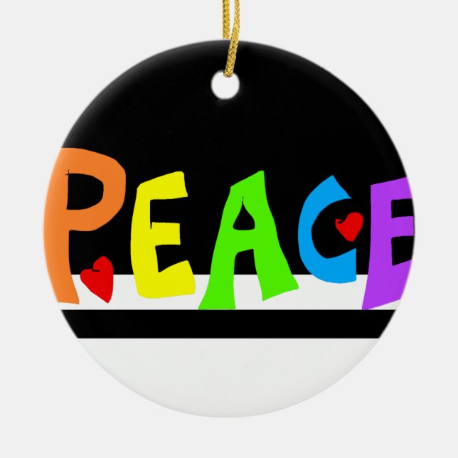 MAZIPOODLES Peace Rainbow Ceramic Ornament (Front)
