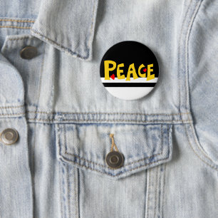 MAZIPOODLES Peace Yellow 2 Inch Round Button
