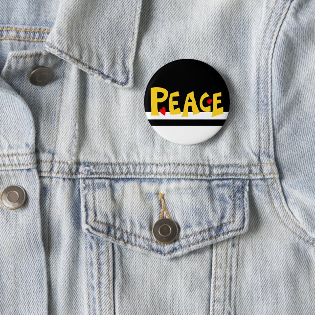 MAZIPOODLES Peace Yellow  2 Inch Round Button (In Situ)