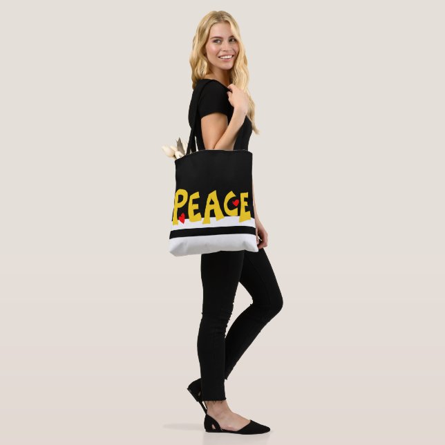 MAZIPOODLES Peace Yellow Tote Bag (On Model)