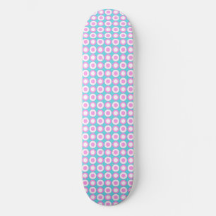 Mazipoodles Polka Dot Doughnuts - Blue Pink White Skateboard
