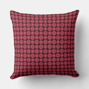 Mazipoodles Polka Dot Doughnuts - Dusty Red Berry Throw Pillow