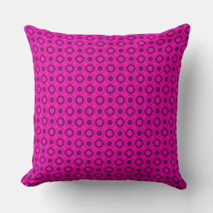 Mazipoodles Polka Dot Doughnuts - Fuchsia Magenta Throw Pillow