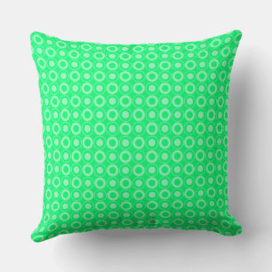 Mazipoodles Polka Dot Doughnuts - Green Throw Pillow