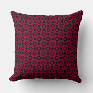 Mazipoodles Polka Dot Doughnuts - Red Cherry Black Throw Pillow