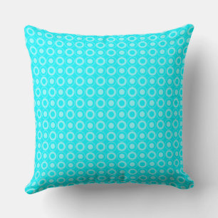 Mazipoodles Polka Dot Doughnuts - Turquoise Throw Pillow