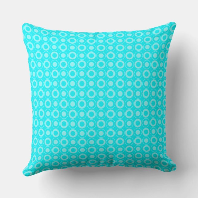 Mazipoodles Polka Dot Doughnuts - Turquoise  Throw Pillow (Back)