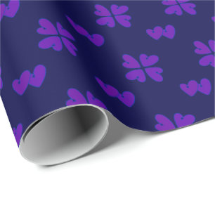 Mazipoodles Purple Hearts On Indigo Wrapping Paper