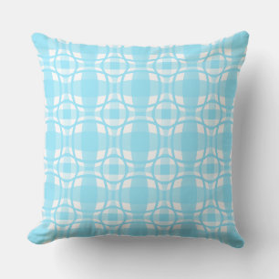 Mazipoodles Square Circle Plaid Baby Blue Throw Pillow