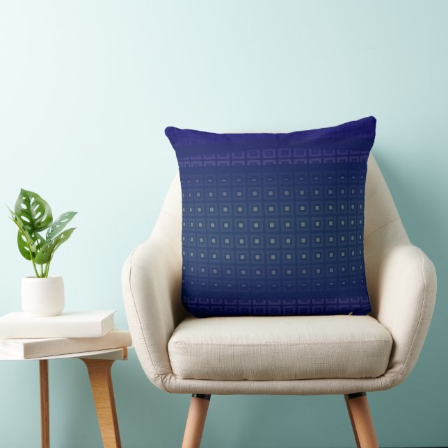 Mazipoodles Squares And Studs - Indigo Throw Pillow (Chair)