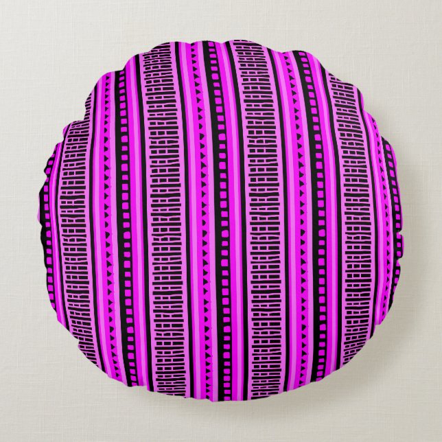 MAZIPOODLES Striped Ribbed Knitting Pattern 001 B  Round Pillow (Front)