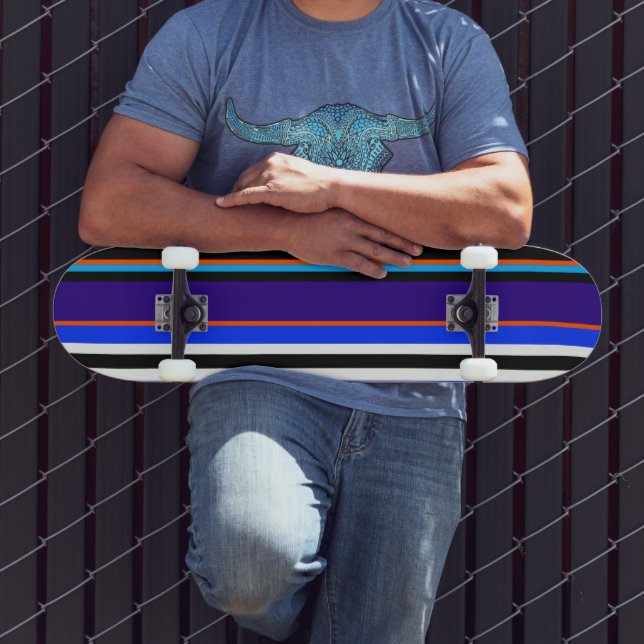 MAZIPOODLES Stripes Spaghetti 10 Skateboard (Outdoor 3)