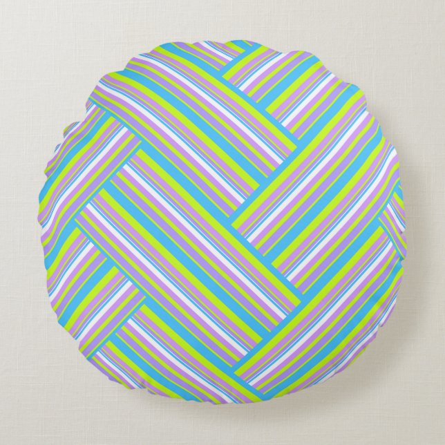 MAZIPOODLES Stripes Spaghetti 54 Herringbone  Round Pillow (Front)