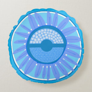 Mazipoodles Sunflower Sunshine: Blue 4 Round Pillow