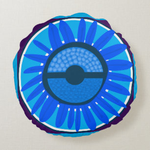 Mazipoodles Sunflower Sunshine: Blue 6 Round Pillow