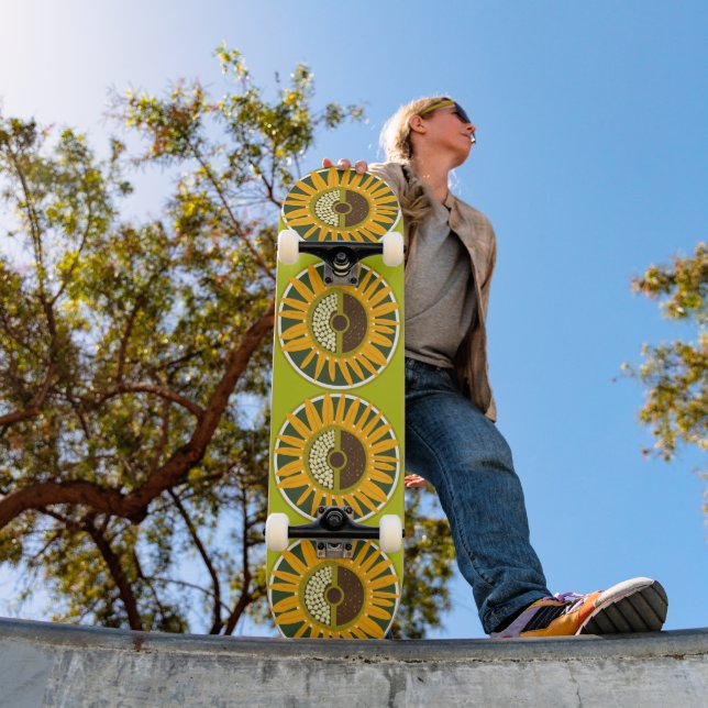 Mazipoodles Sunflower Sunshine: Green 3 Skateboard (Outdoor 1)