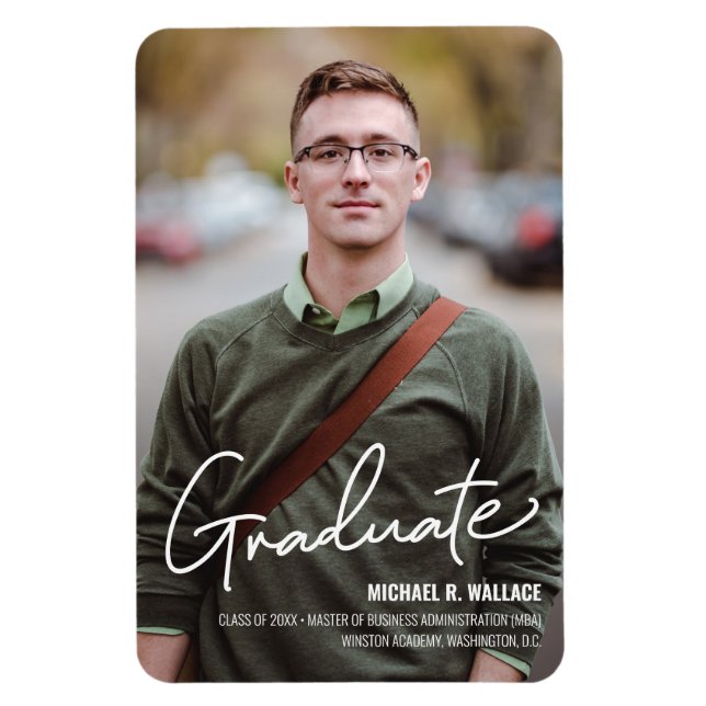MBA business Graduate Custom photo name  Announcem Magnet (Vertical)