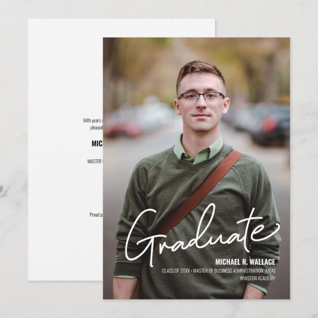 MBA business Graduate Custom photo name  Announcement (Front/Back)