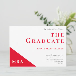 MBA Degré Red White Graduation Party Invitation
