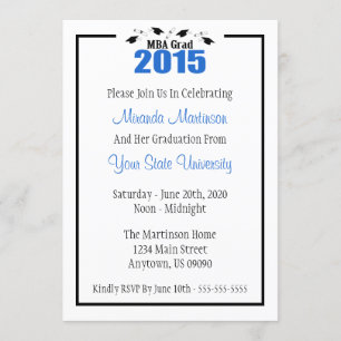 MBA Grad 2015 Invitation de diplôme (Casquettes bl