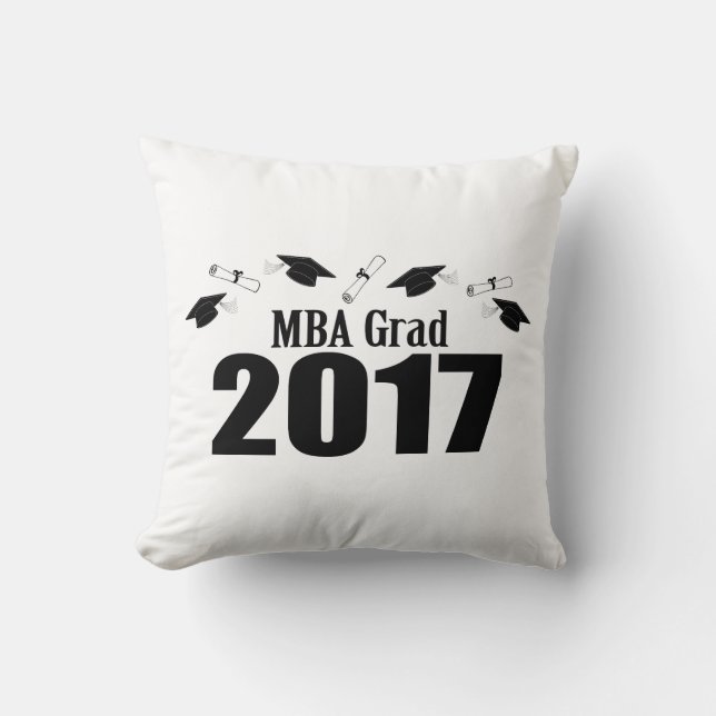 MBA Grad 2017 Caps And Diplomas (Black) Throw Pillow (Front)