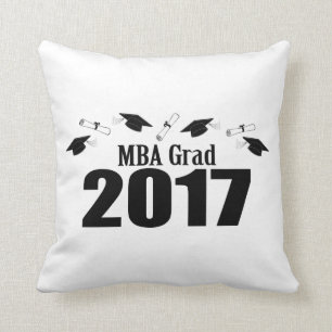 MBA Grad 2017 Caps And Diplomas (Black) Throw Pillow