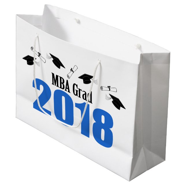 MBA Grad 2018 Graduation Gift Bag (Blue) (Front Angled)