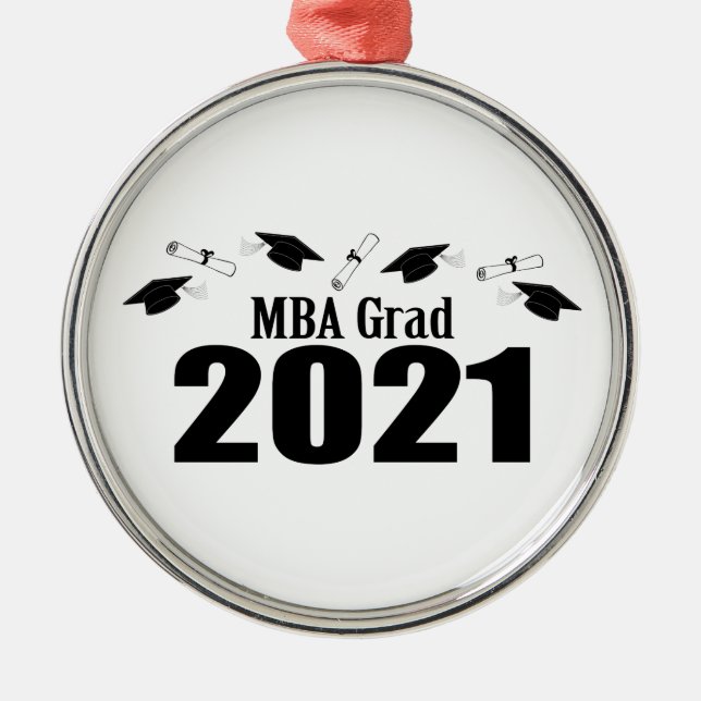 MBA Grad 2021 Caps And Diplomas (Black) Metal Ornament (Front)