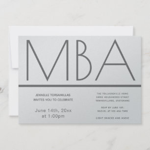 MBA Silver degree Graduation Party Invitation