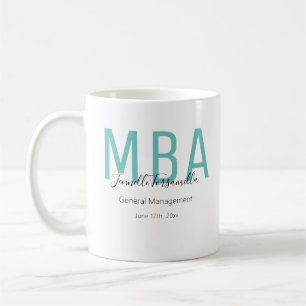 MBA Teal Black Date Name Graduate Degree Coffee Mug