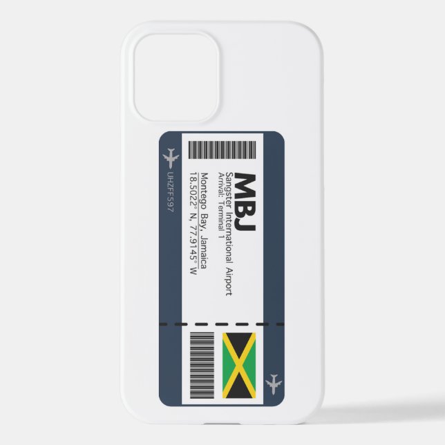 MBJ Jamaica Boarding Pass - Airport Ticket iPhone Case (Back)