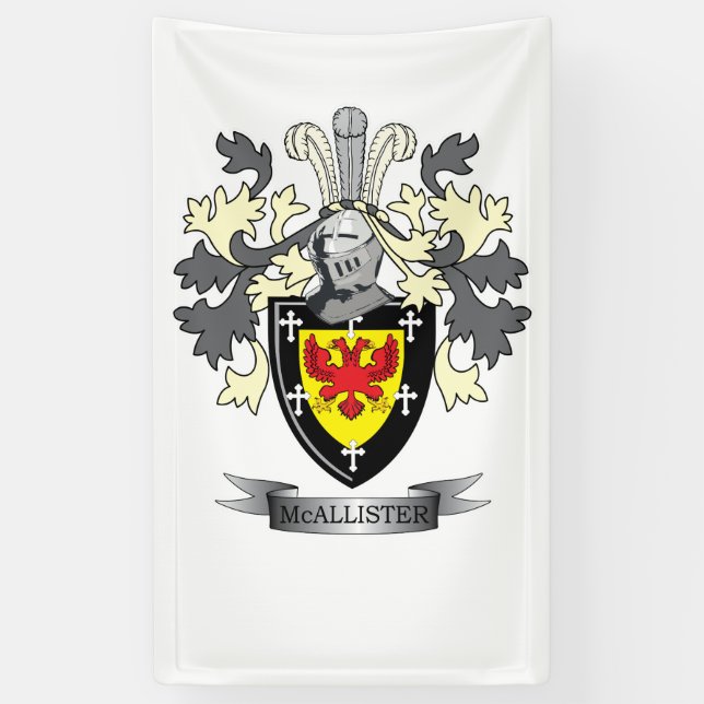 McAllister Family Crest Coat of Arms Banner (Vertical)