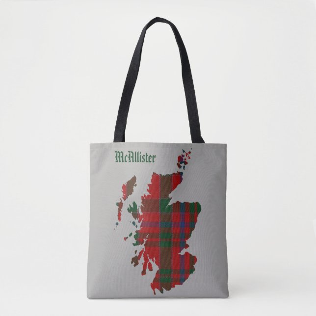 McAllister Tartan Scotland Map Tote Bag (Front)