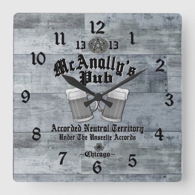McAnally's Pub Black Logo Square Wall Clock (Front)