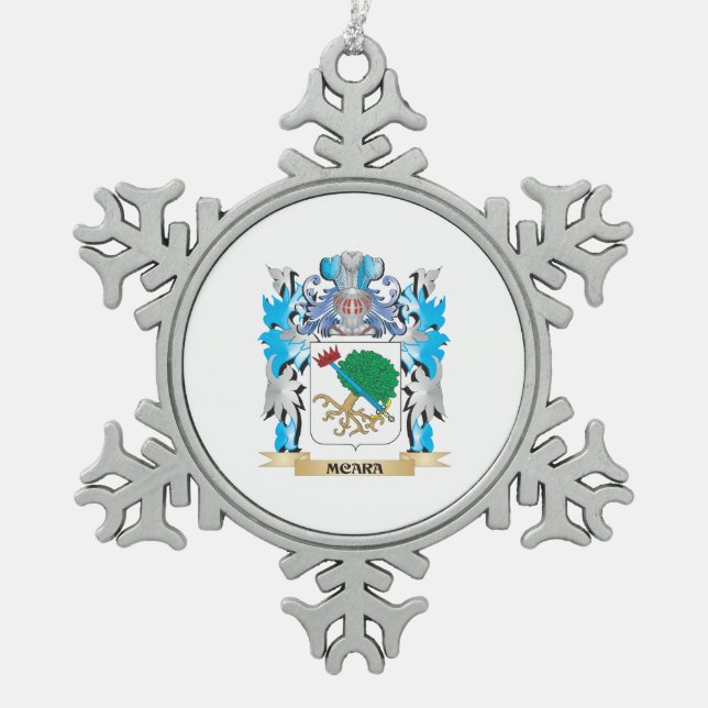 Mcara Coat of Arms - Family Crest Snowflake Pewter Christmas Ornament (Front)