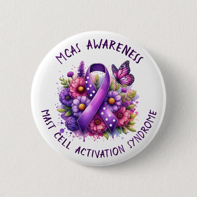 MCAS Mast Cell Activation Syndrome Awareness  2 Inch Round Button (Front)