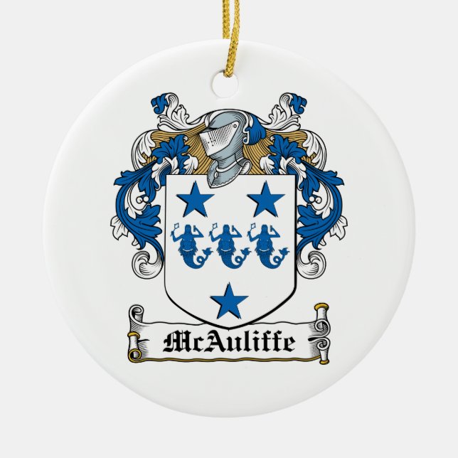 McAuliffe Family Crest Ceramic Ornament (Front)