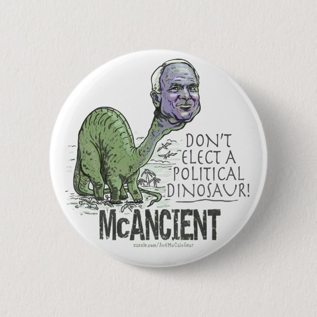 McCain Dinosaur 2 Inch Round Button (Front)