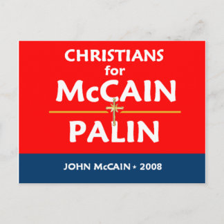McCain Palin Christians Postcard