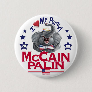 McCain Palin Republican Elephant 2 Inch Round Button