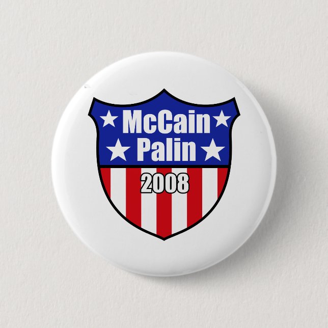McCain Palin Shield 2 Inch Round Button (Front)